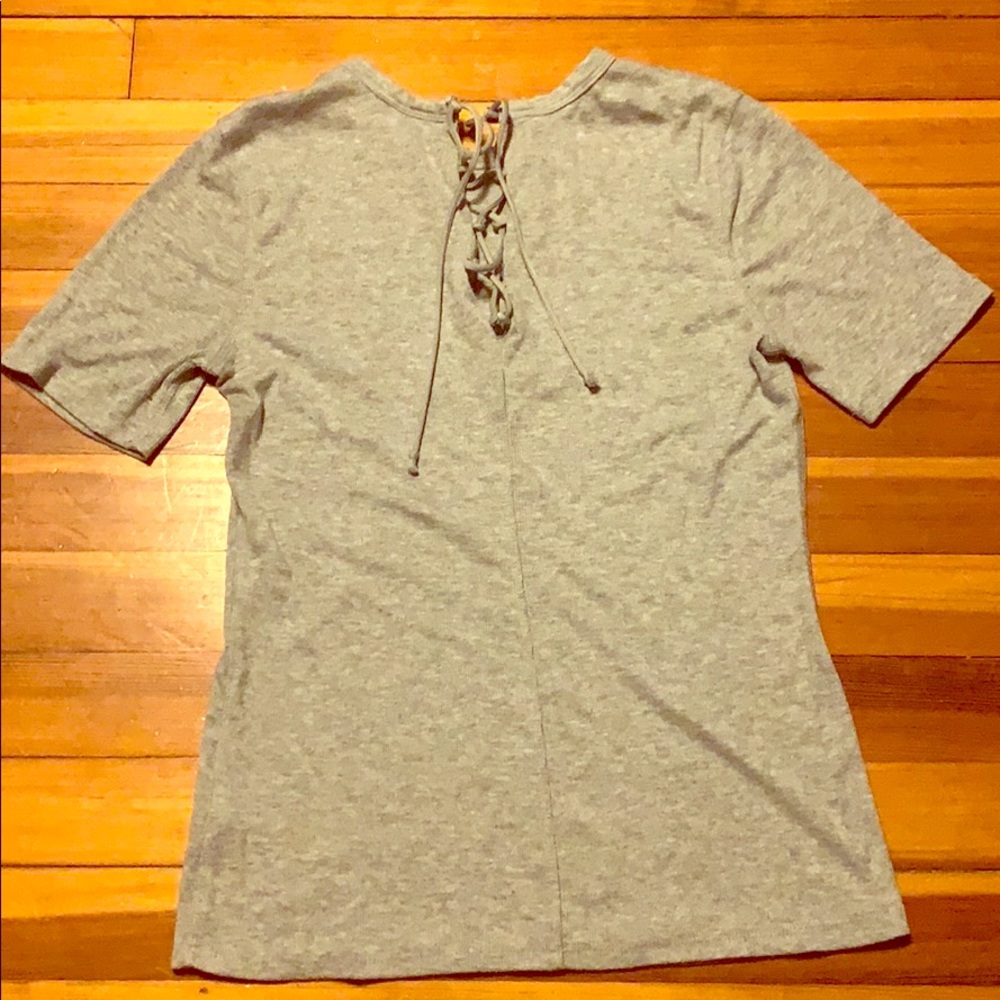 Grey Criss Cross V-neck Who What Wear Top